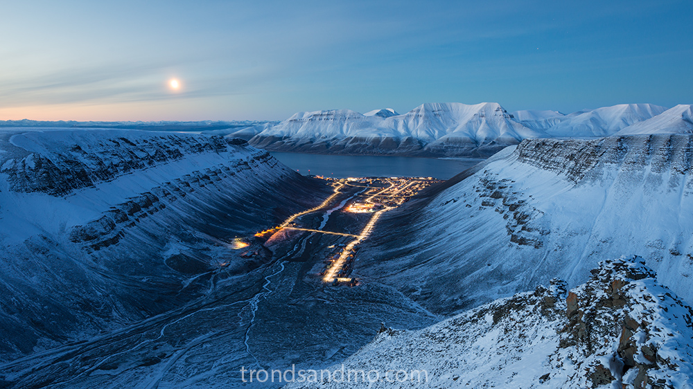 cityscape over longyearbyen